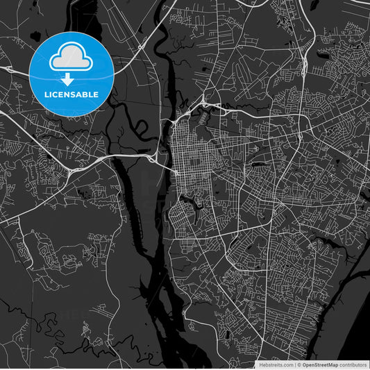 Wilmington, North Carolina - Area Map - Dark