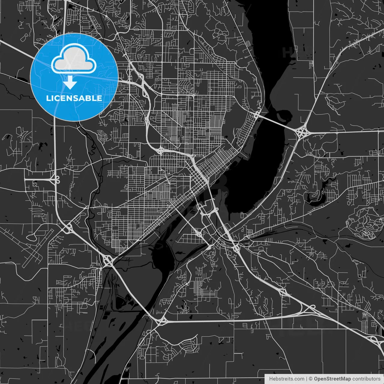 Peoria, Illinois - Area Map - Dark