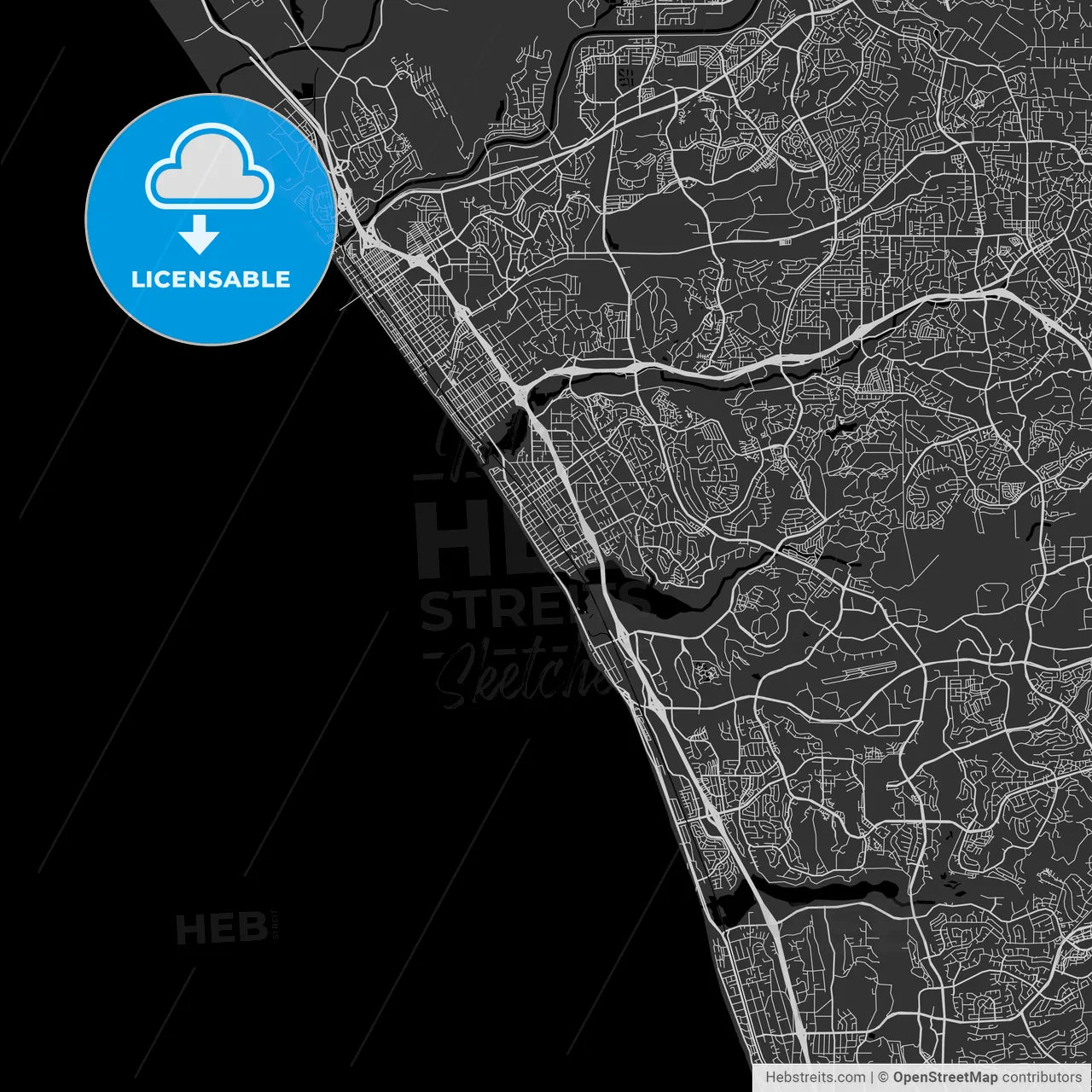 Carlsbad, California - Area Map - Dark