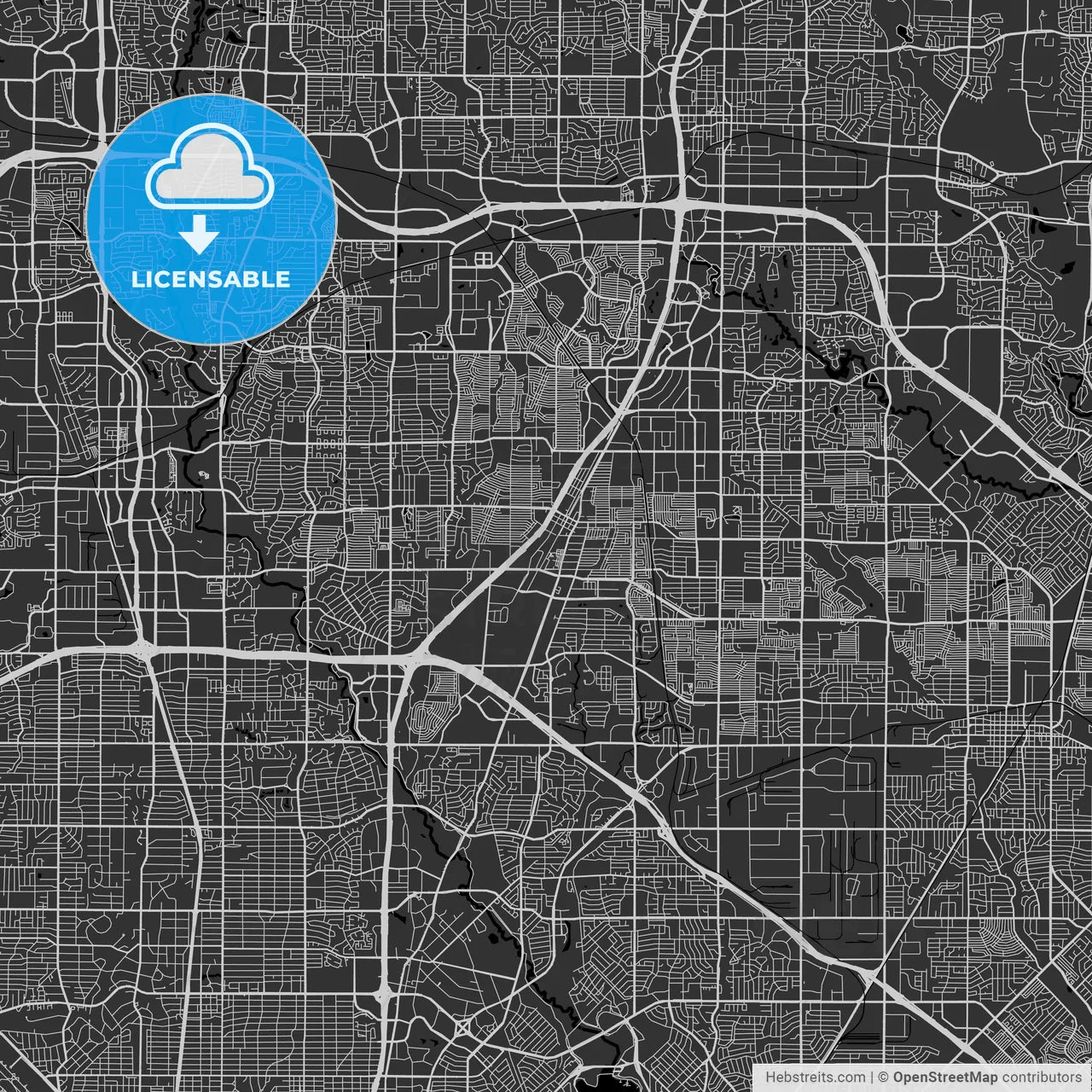 Richardson, Texas - Area Map - Dark