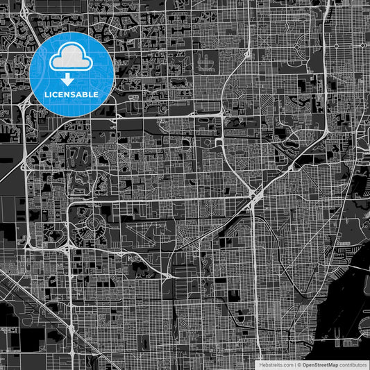 Miami Gardens, Florida - Area Map - Dark
