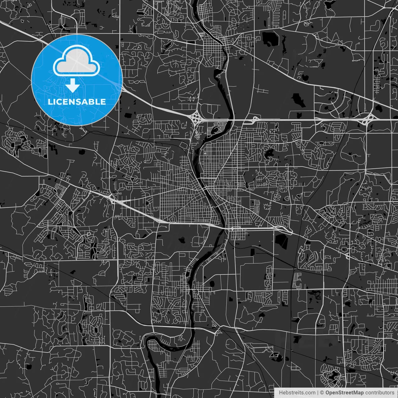 Elgin, Illinois - Area Map - Dark