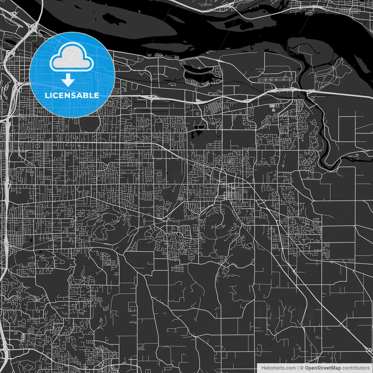 Gresham, Oregon - Area Map - Dark
