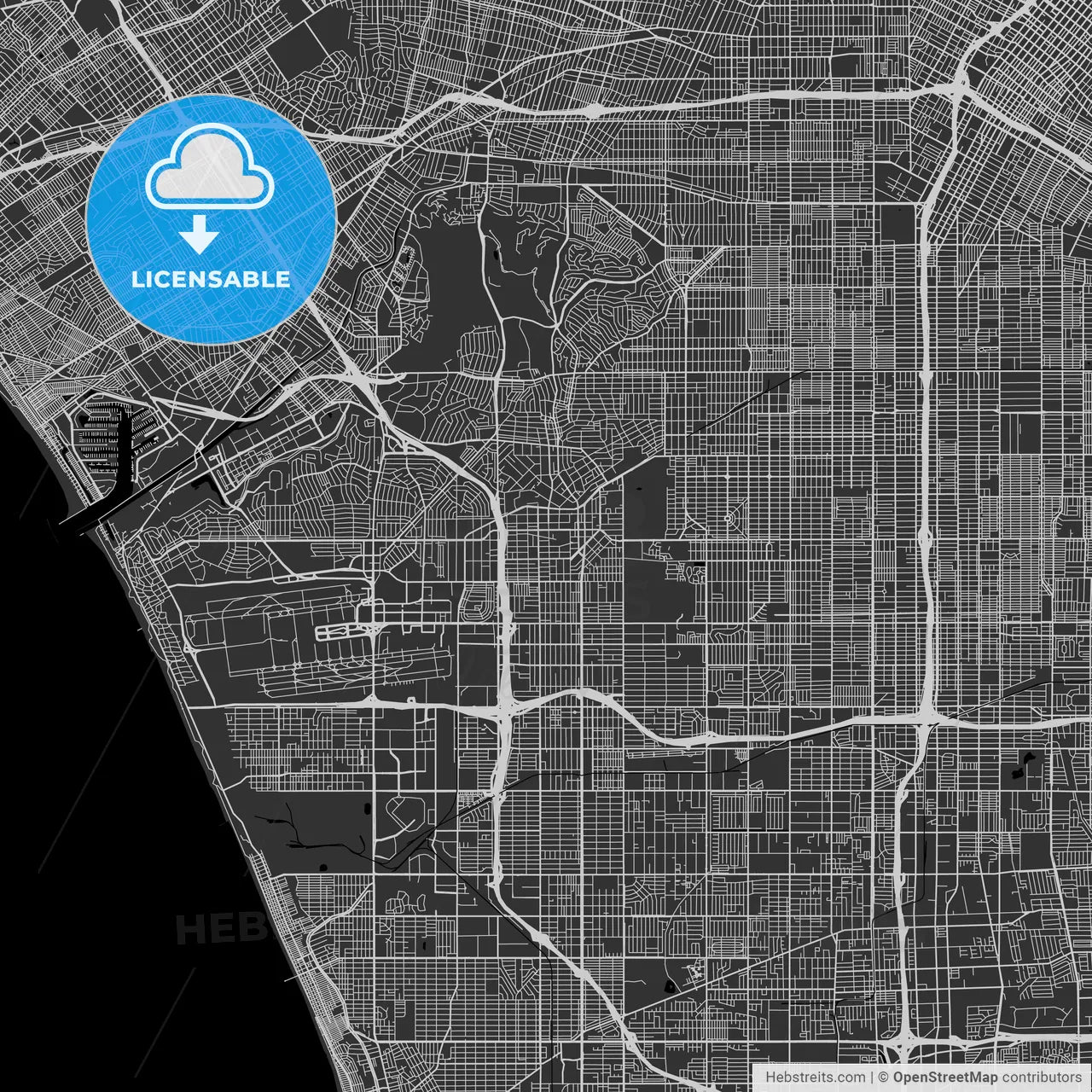 Inglewood, California - Area Map - Dark