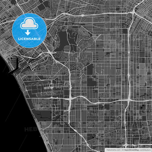 Inglewood, California - Area Map - Dark