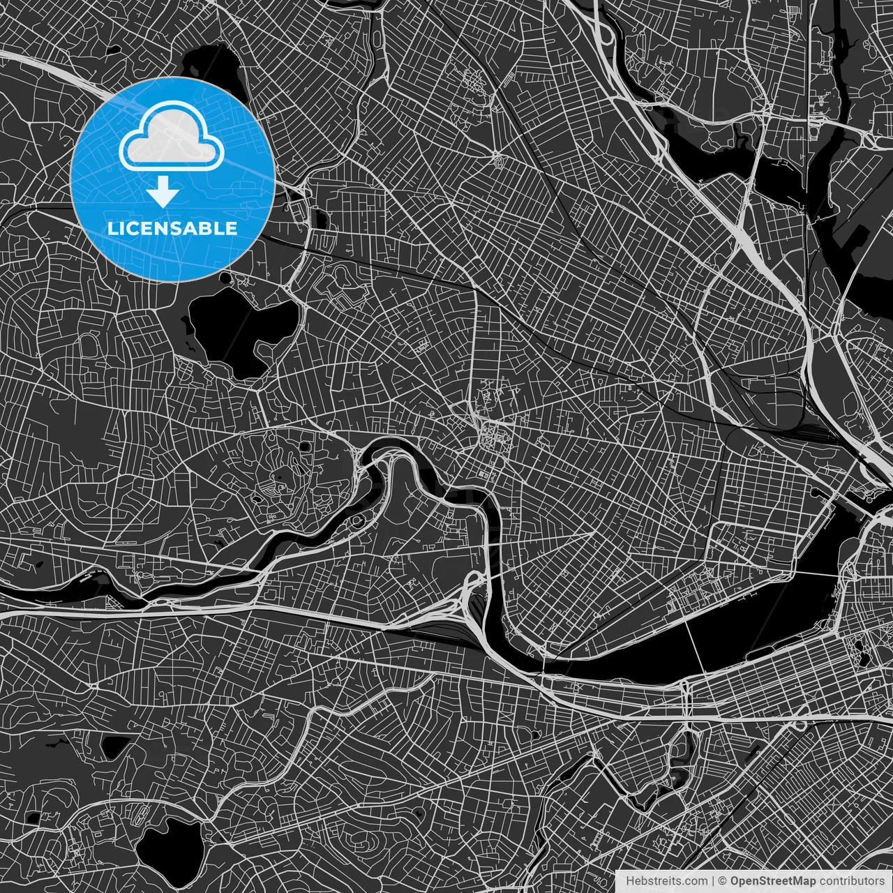 Cambridge, Massachusetts - Area Map - Dark