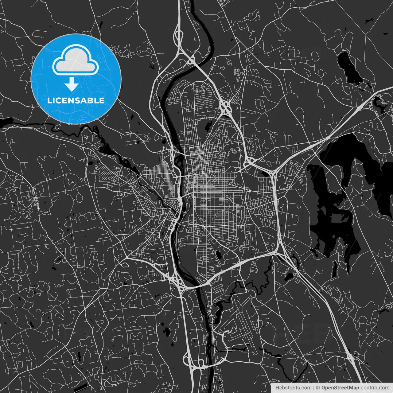 Manchester, New Hampshire - Area Map - Dark