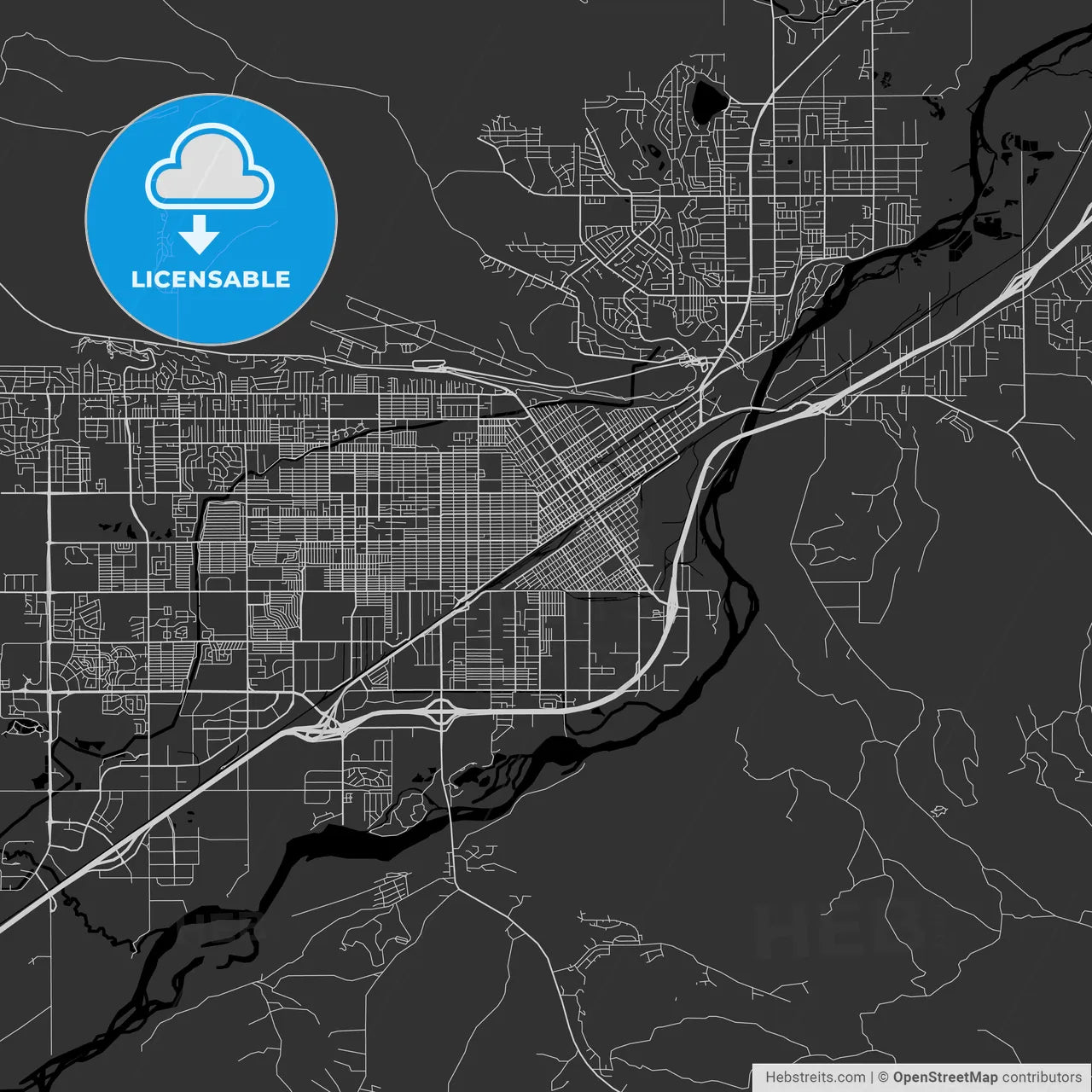 Billings, Montana - Area Map - Dark