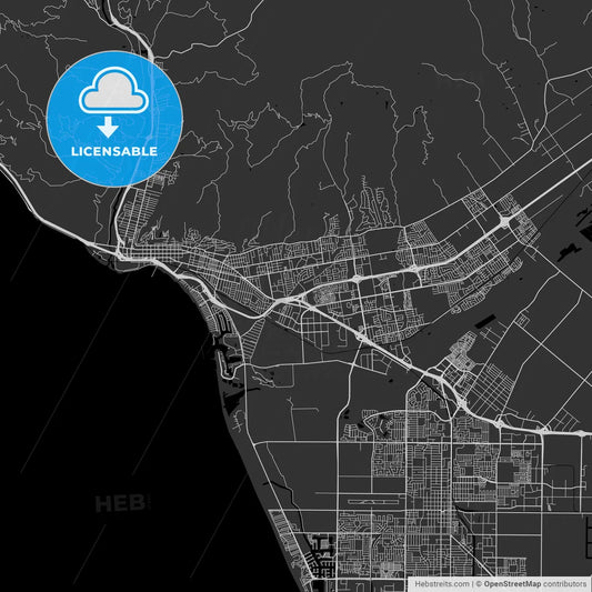 San Buenaventura (Ventura), California - Area Map - Dark