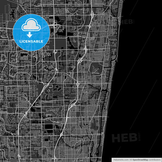 Pompano Beach, Florida - Area Map - Dark