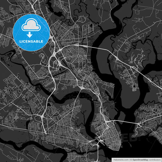 North Charleston, South Carolina - Area Map - Dark