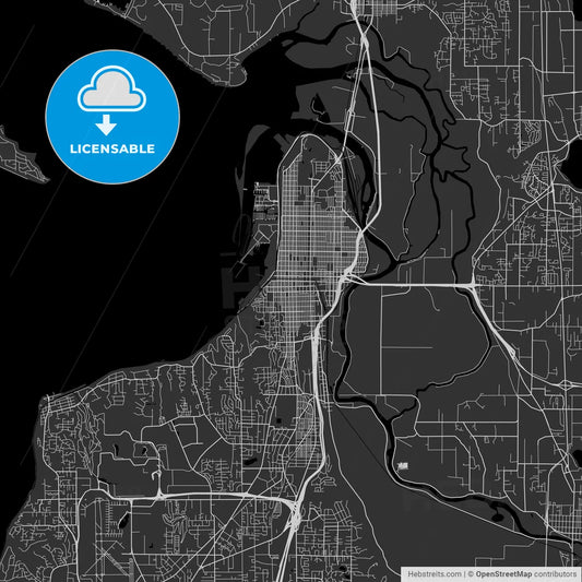 Everett, Washington - Area Map - Dark