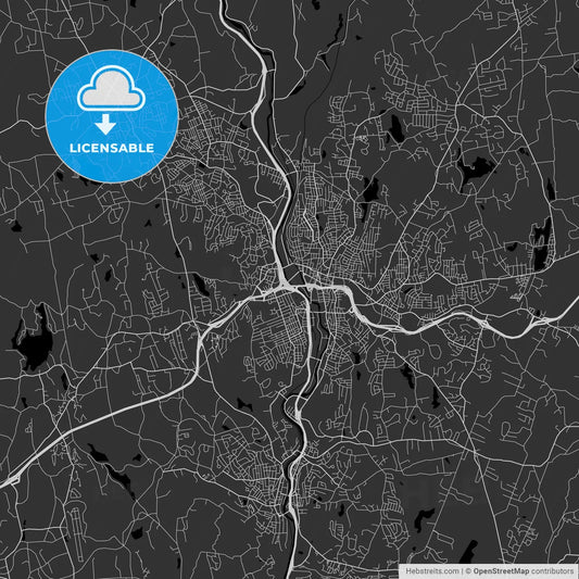 Waterbury, Connecticut - Area Map - Dark
