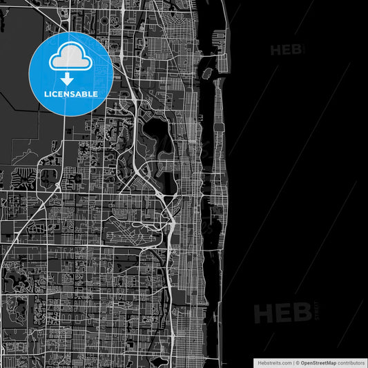 West Palm Beach, Florida - Area Map - Dark