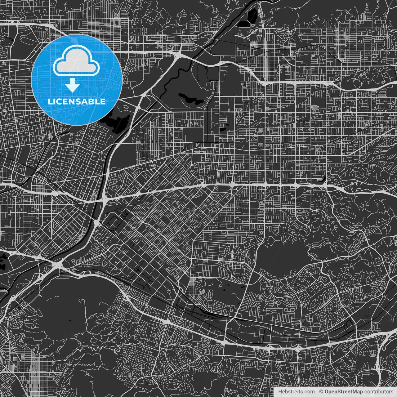 West Covina, California - Area Map - Dark