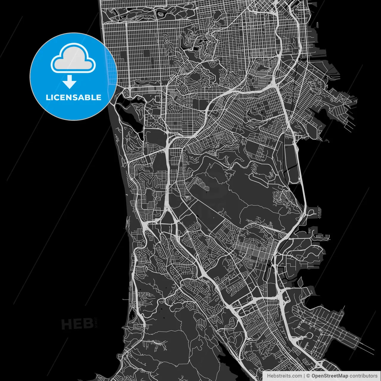 Daly City, California - Area Map - Dark