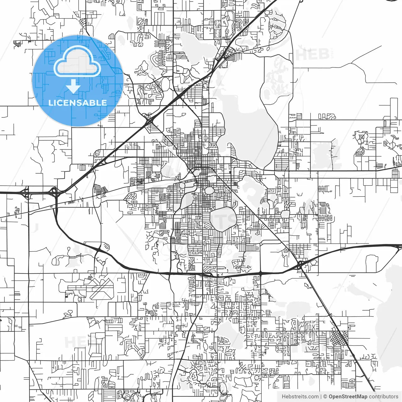 Lakeland, Florida - Area Map - Light