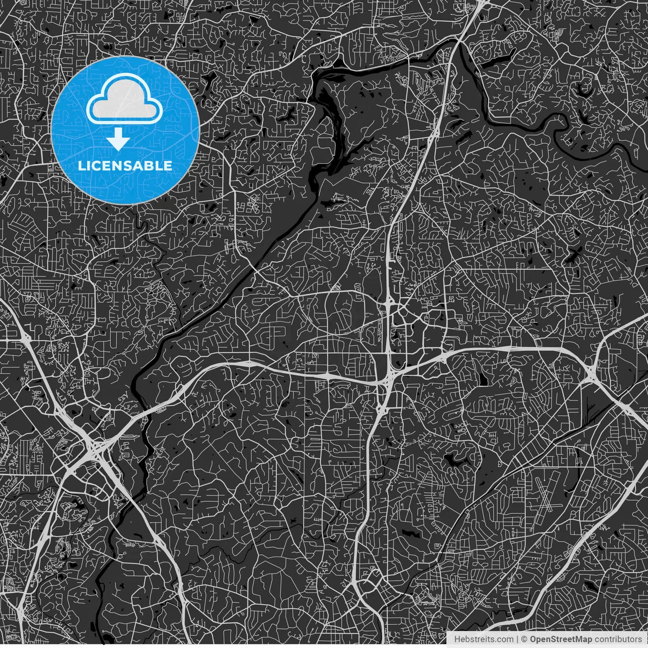Sandy Springs, Georgia - Area Map - Dark