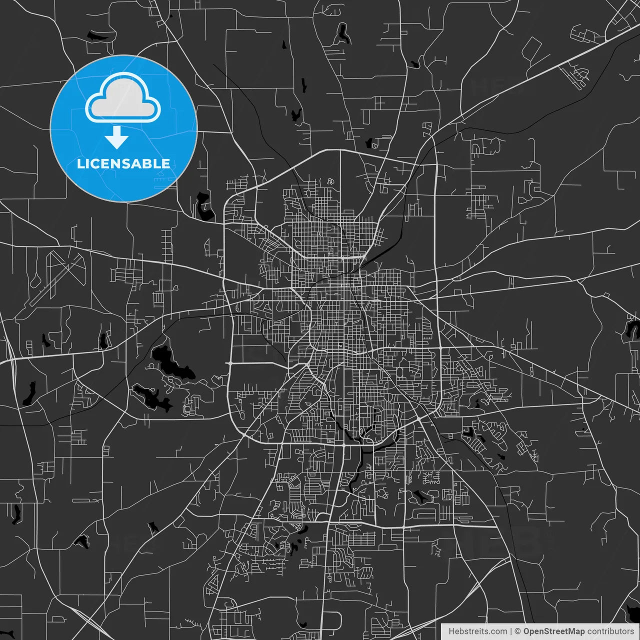 Tyler, Texas - Area Map - Dark