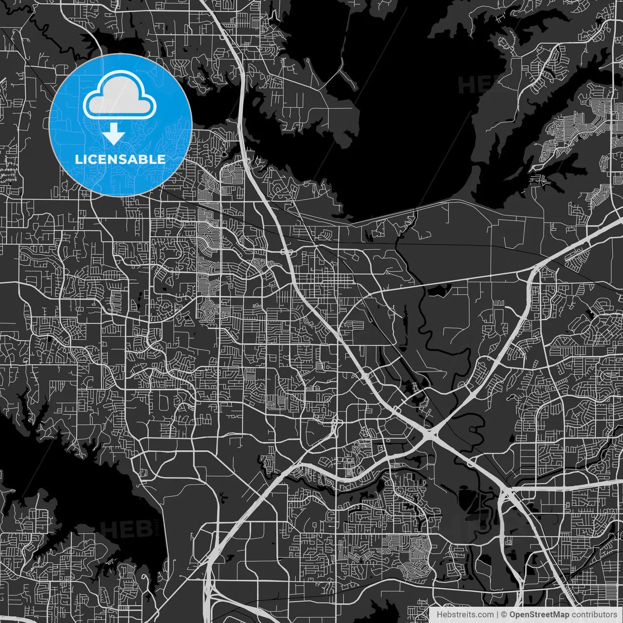 Lewisville, Texas - Area Map - Dark