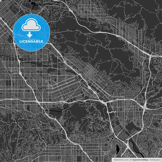 Burbank, California - Area Map - Dark