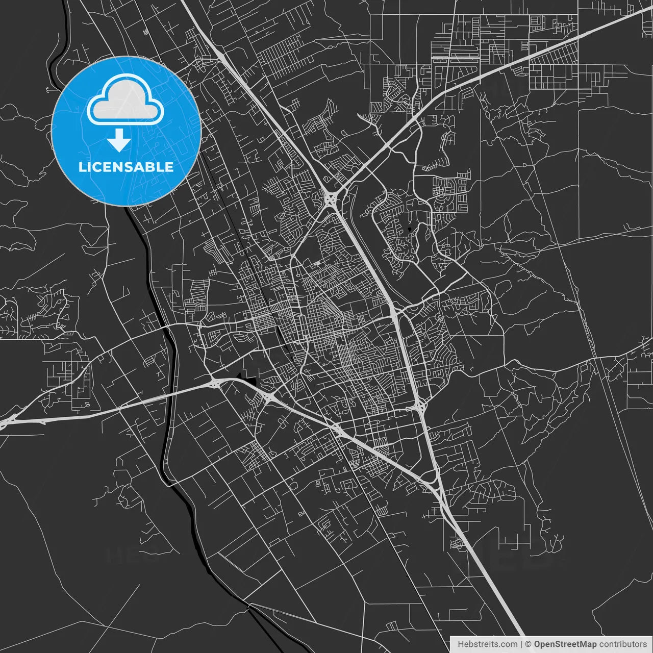 Las Cruces, New Mexico - Area Map - Dark
