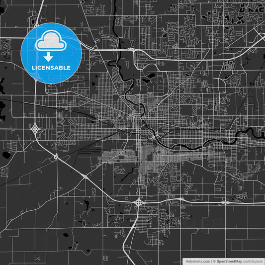 South Bend, Indiana - Area Map - Dark