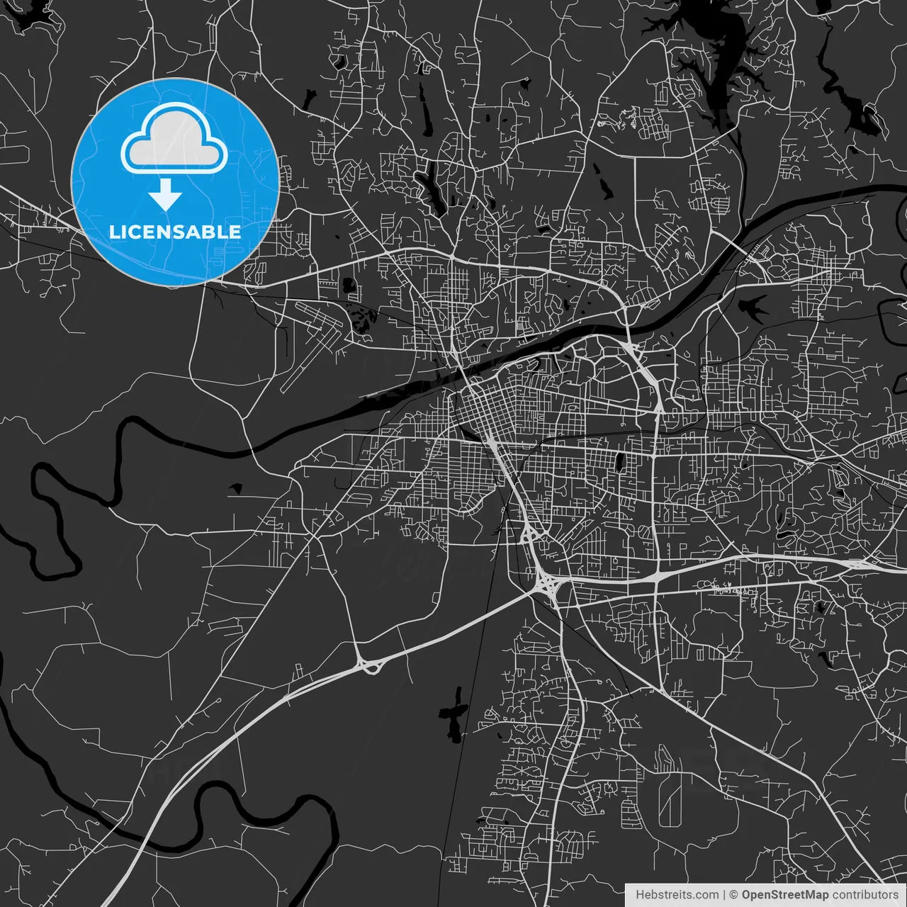 Tuscaloosa, Alabama - Area Map - Dark