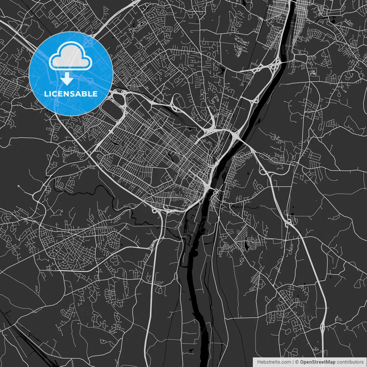 Albany, New York - Area Map - Dark