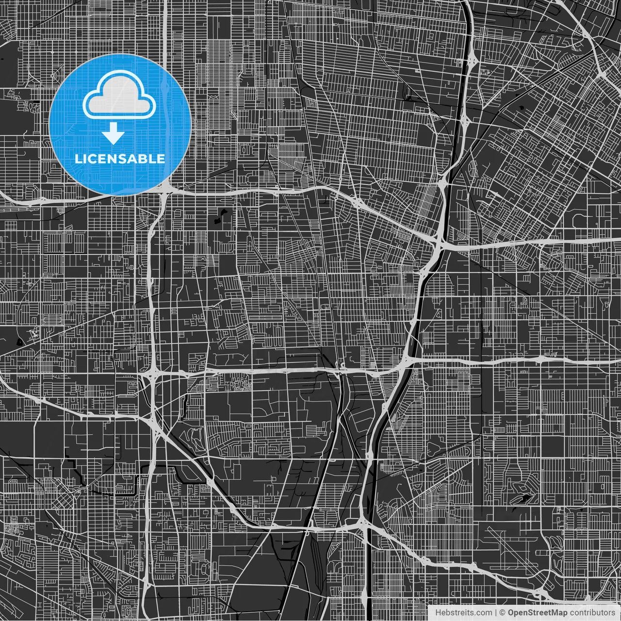 Compton, California - Area Map - Dark