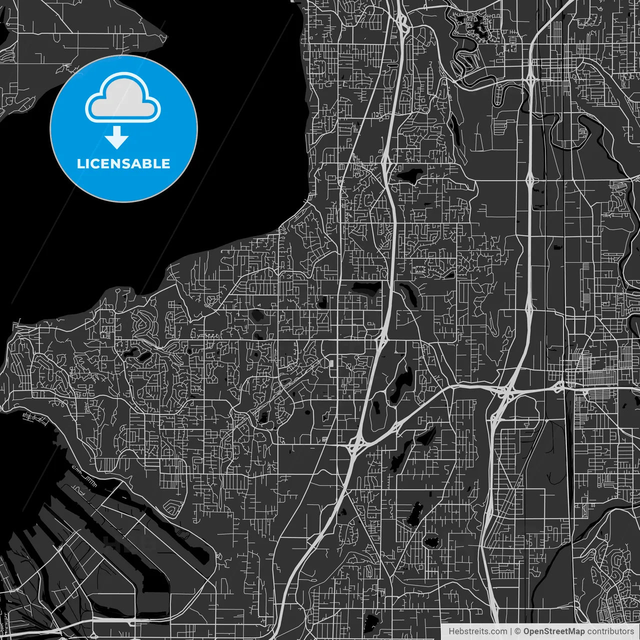 Federal Way, Washington - Area Map - Dark