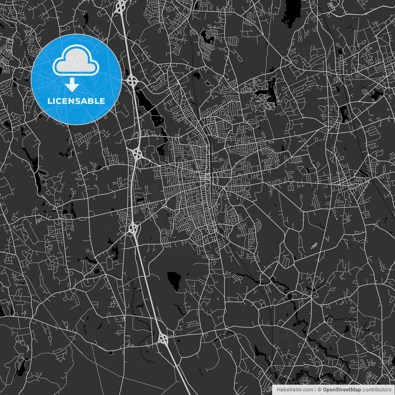 Brockton, Massachusetts - Area Map - Dark