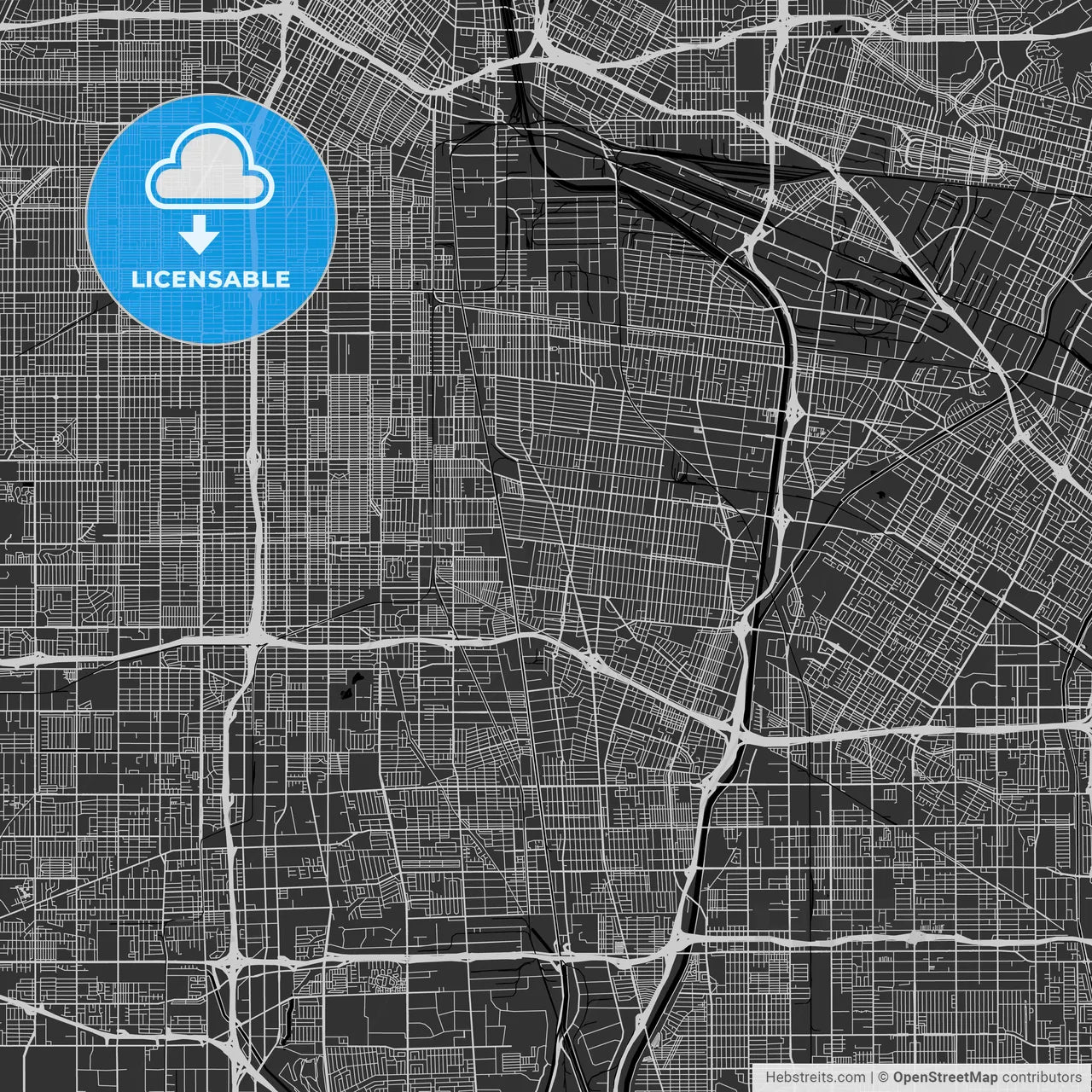 South Gate, California - Area Map - Dark