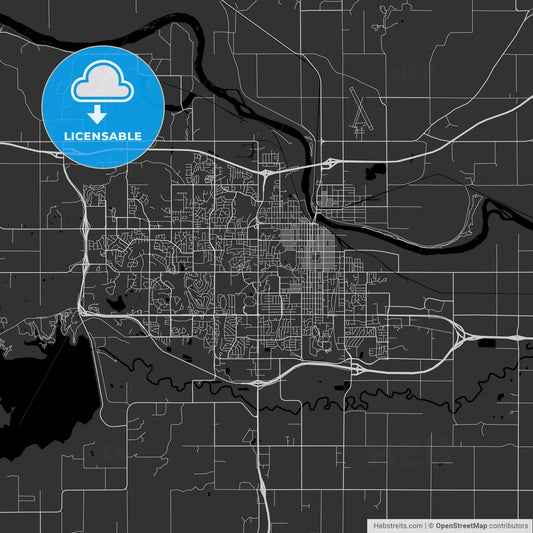 Lawrence, Kansas - Area Map - Dark