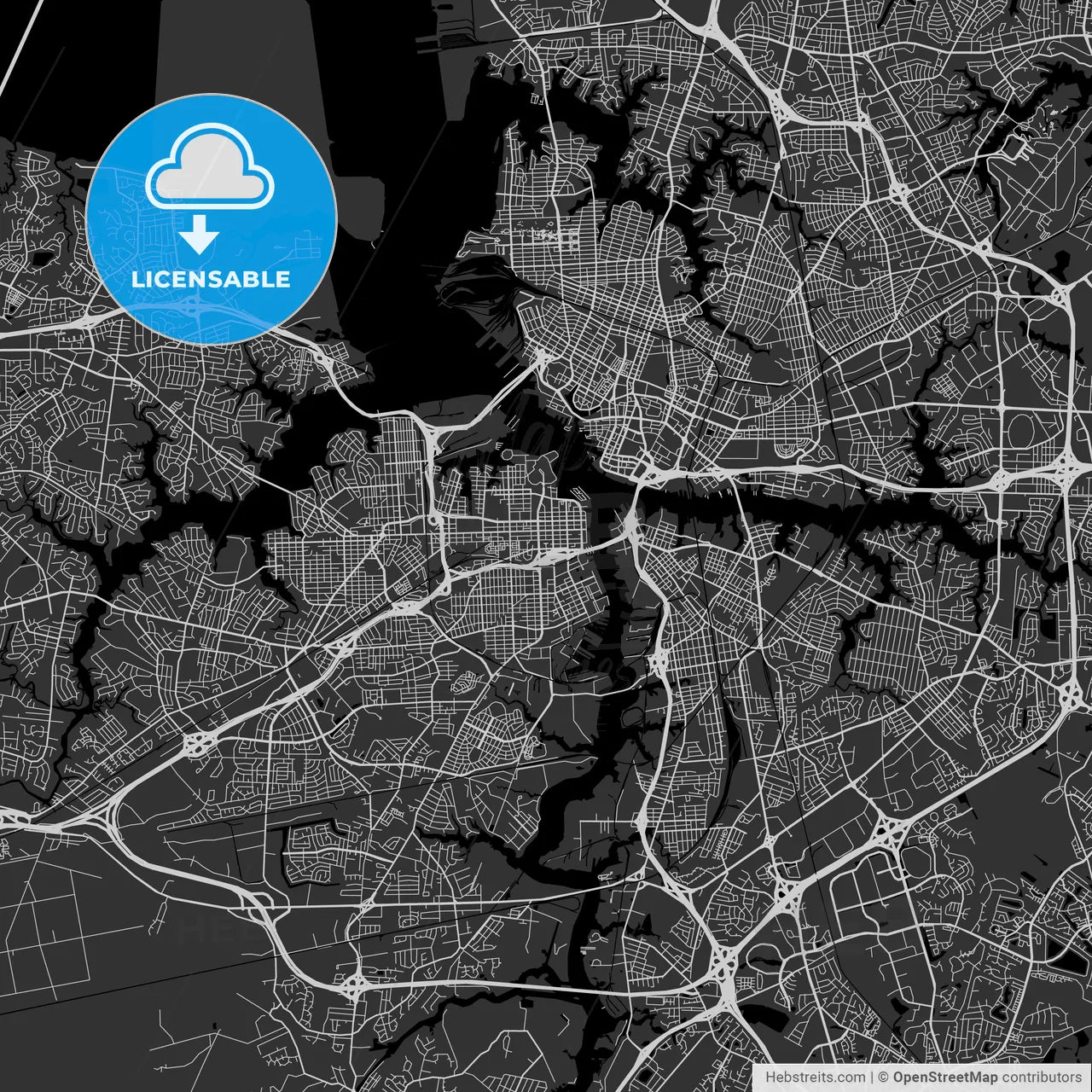 Portsmouth, Virginia - Area Map - Dark