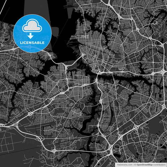 Portsmouth, Virginia - Area Map - Dark