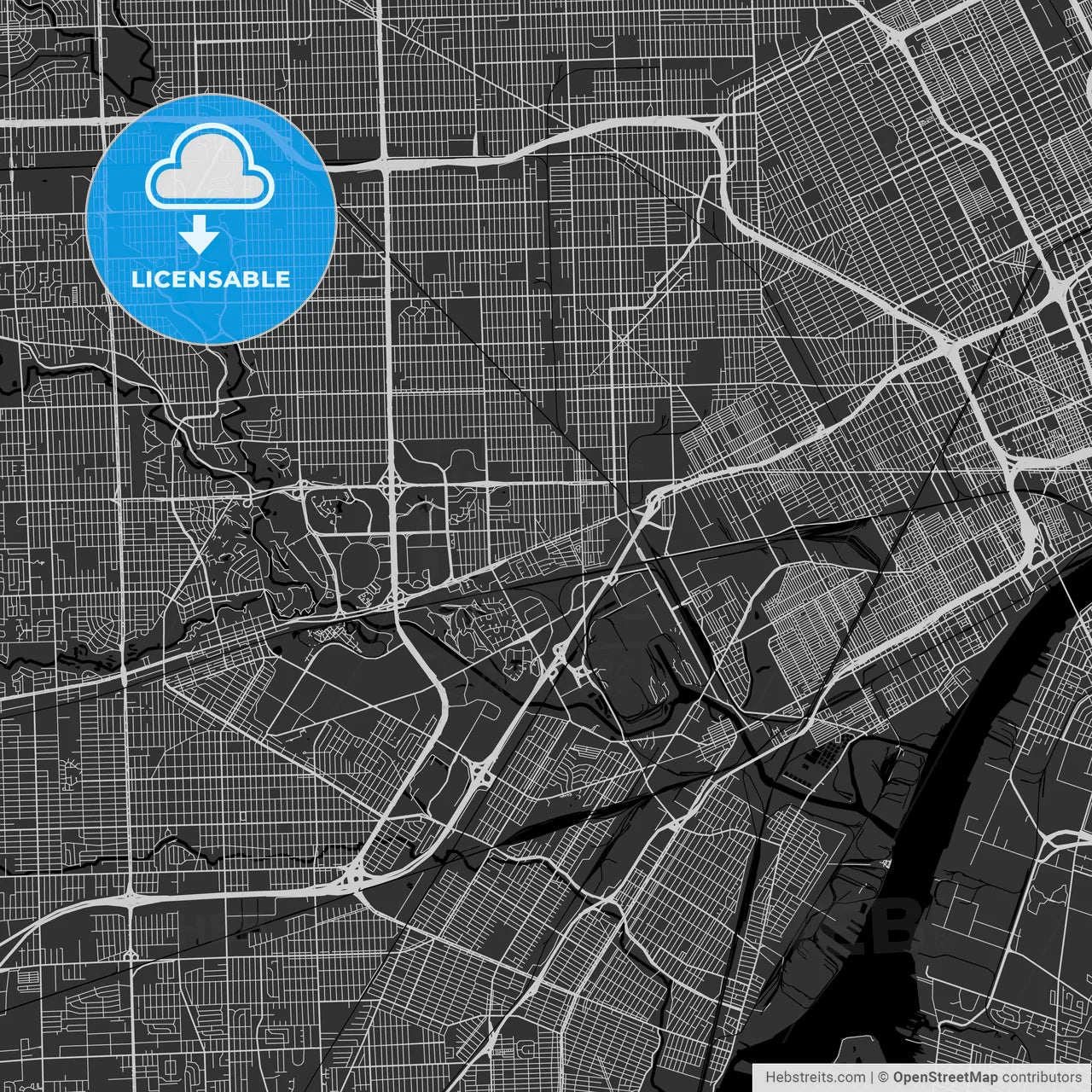 Dearborn, Michigan - Area Map - Dark