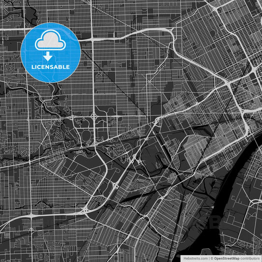 Dearborn, Michigan - Area Map - Dark