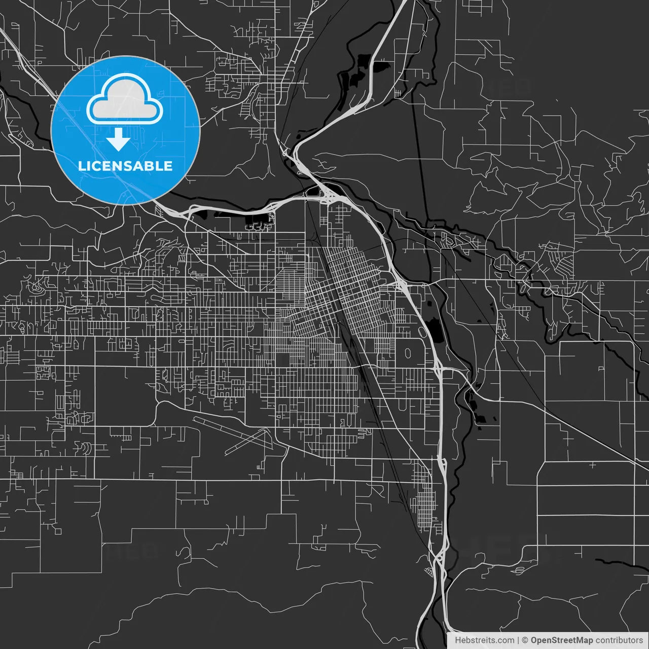 Yakima, Washington - Area Map - Dark