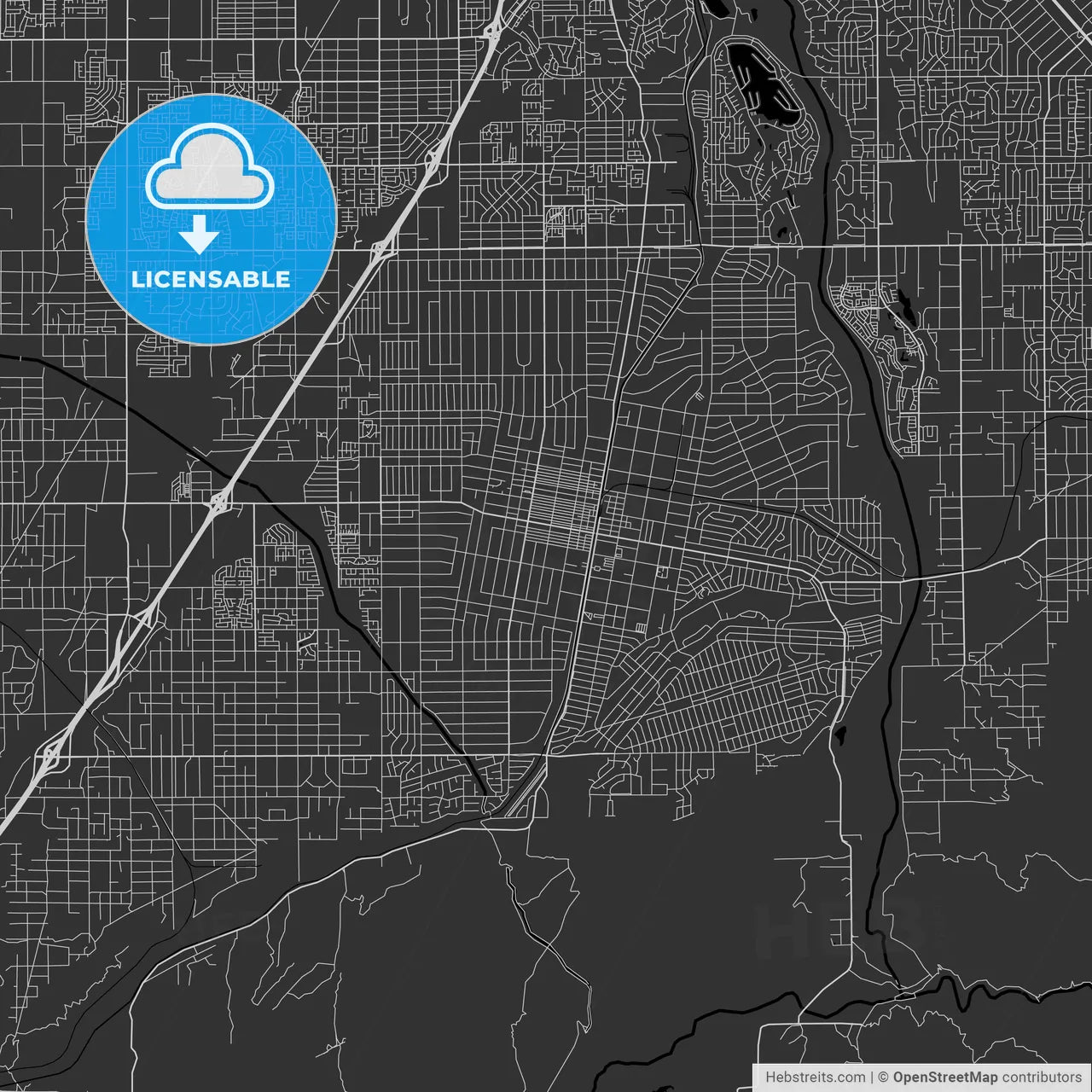 Hesperia, California - Area Map - Dark