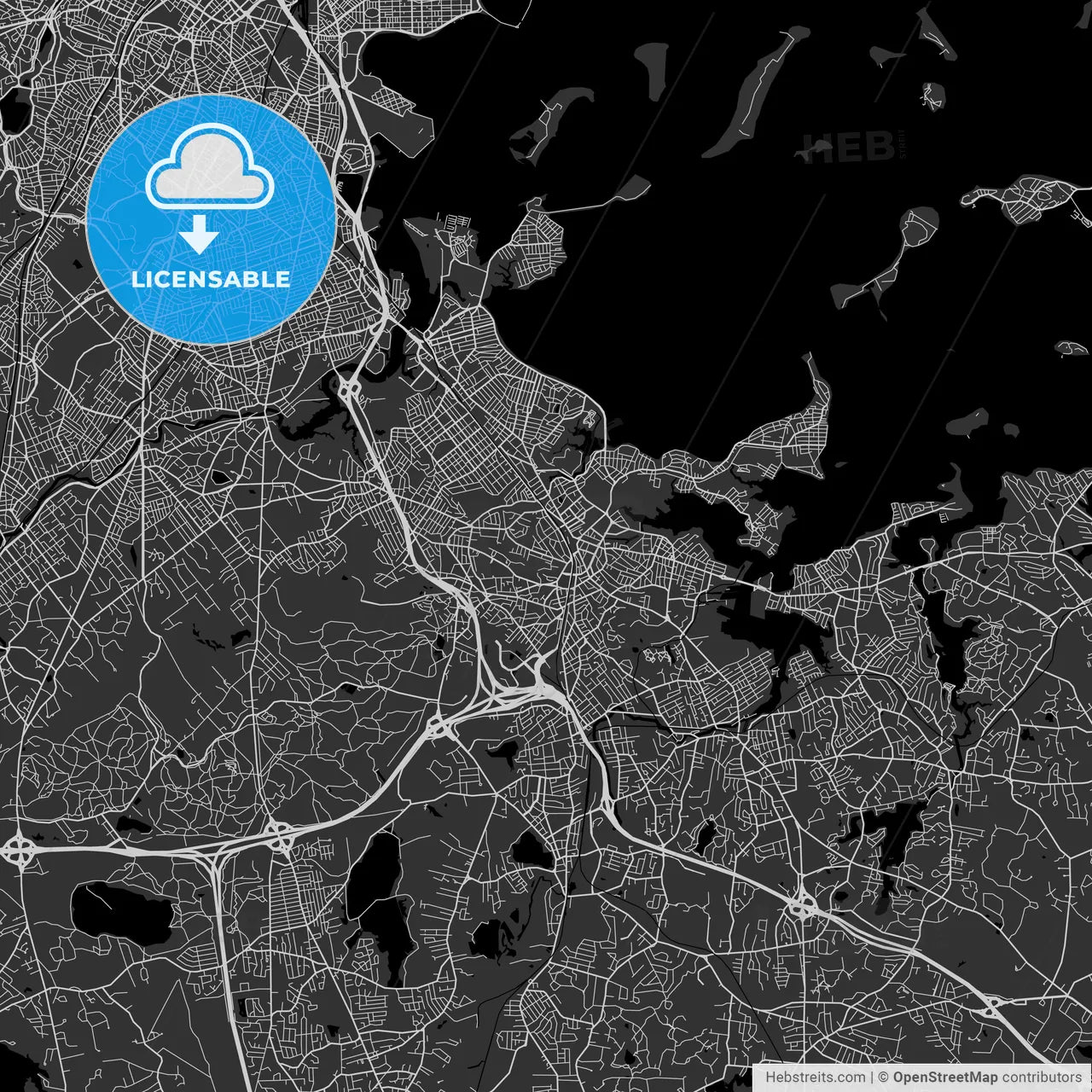 Quincy, Massachusetts - Area Map - Dark