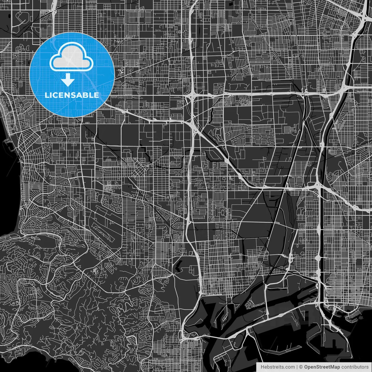 Carson, California - Area Map - Dark