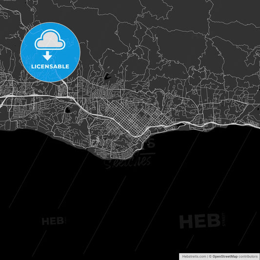Santa Barbara, California - Area Map - Dark