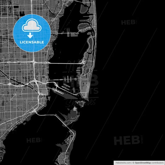 Miami Beach, Florida - Area Map - Dark