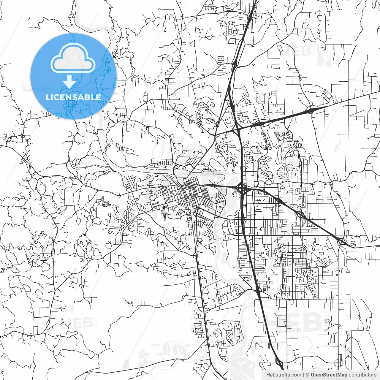 Redding, California - Area Map - Light
