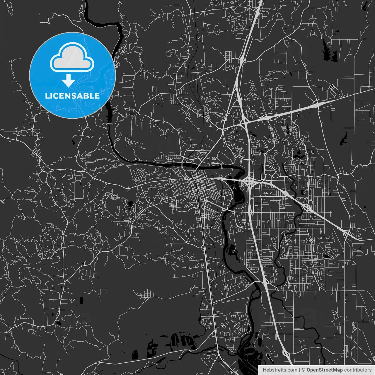 Redding, California - Area Map - Dark