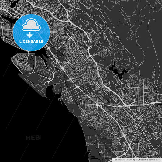 San Leandro, California - Area Map - Dark