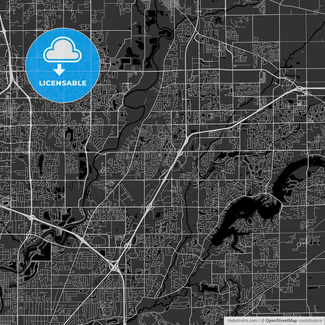 Fishers, Indiana - Area Map - Dark