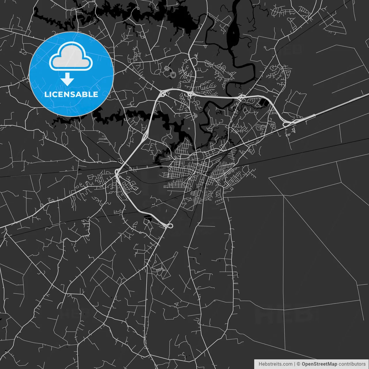 Suffolk, Virginia - Area Map - Dark