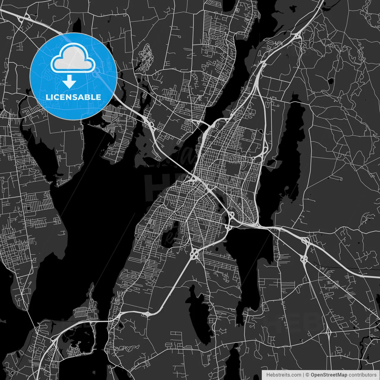 Fall River, Massachusetts - Area Map - Dark